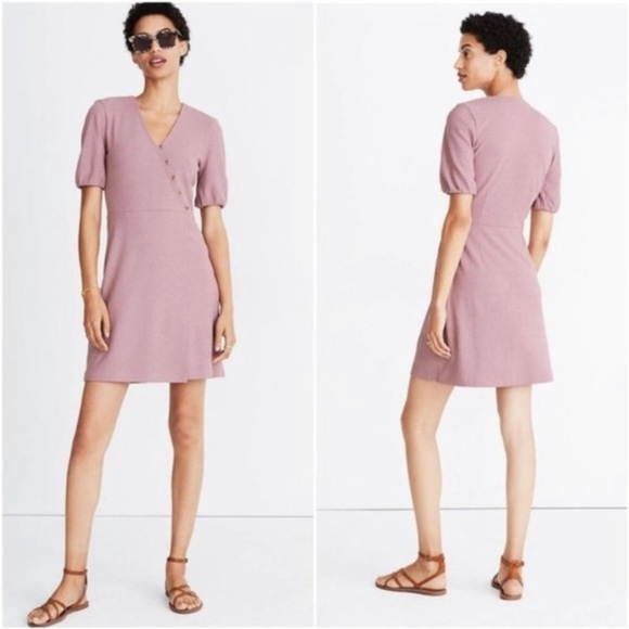 Madewell Dresses & Skirts - Madewell | Cross Front Lavender button Wrap Dress Size Small